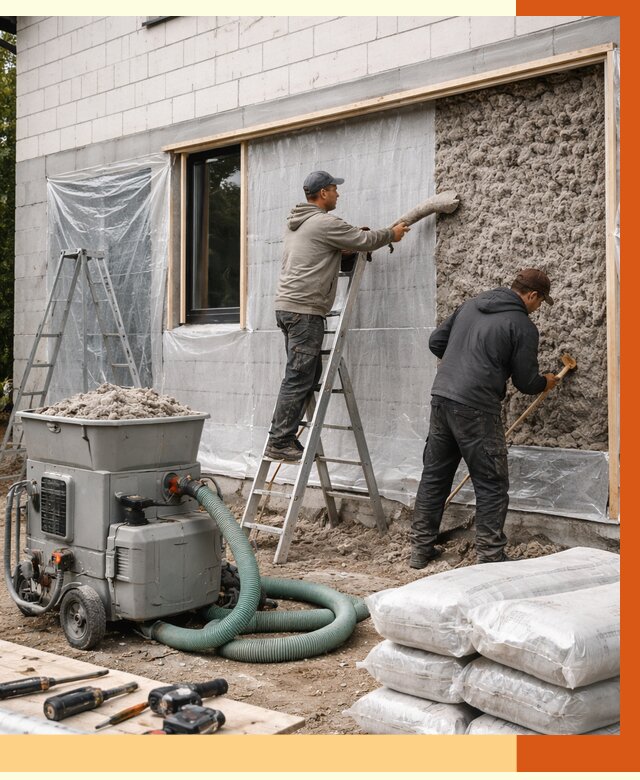 Утепление дома из газобетона эковатой в Кольчугине от 4577 руб./м2 | ТепломастерКль